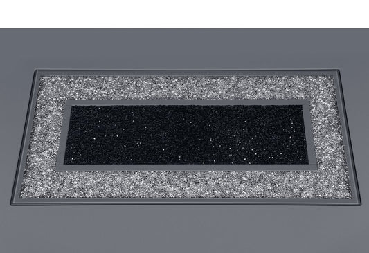 79" Dark Gray Faux Crystals Glass and Wood Pedestal Base Dining Table