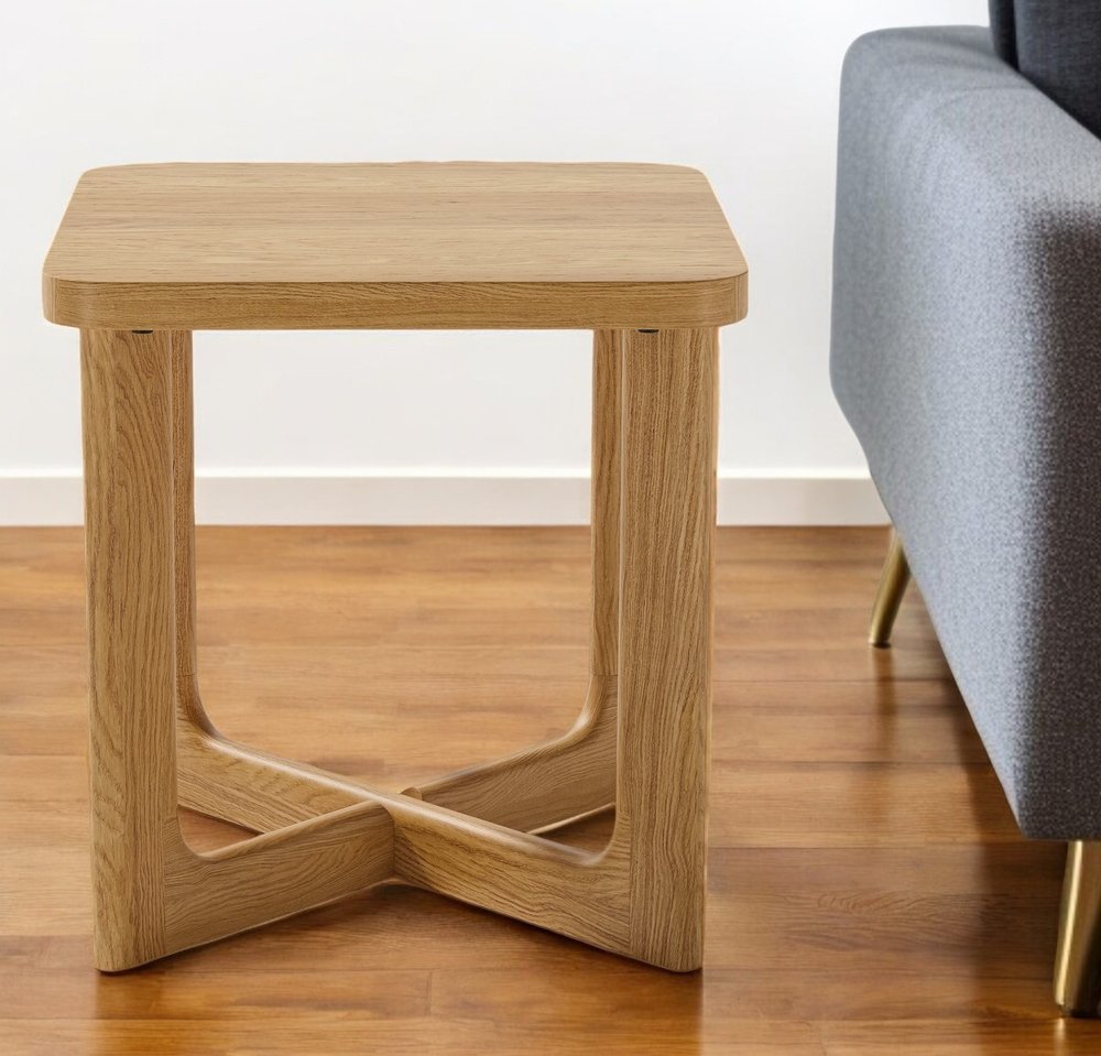 24" Natural Solid Wood Square Cross Legs End Table