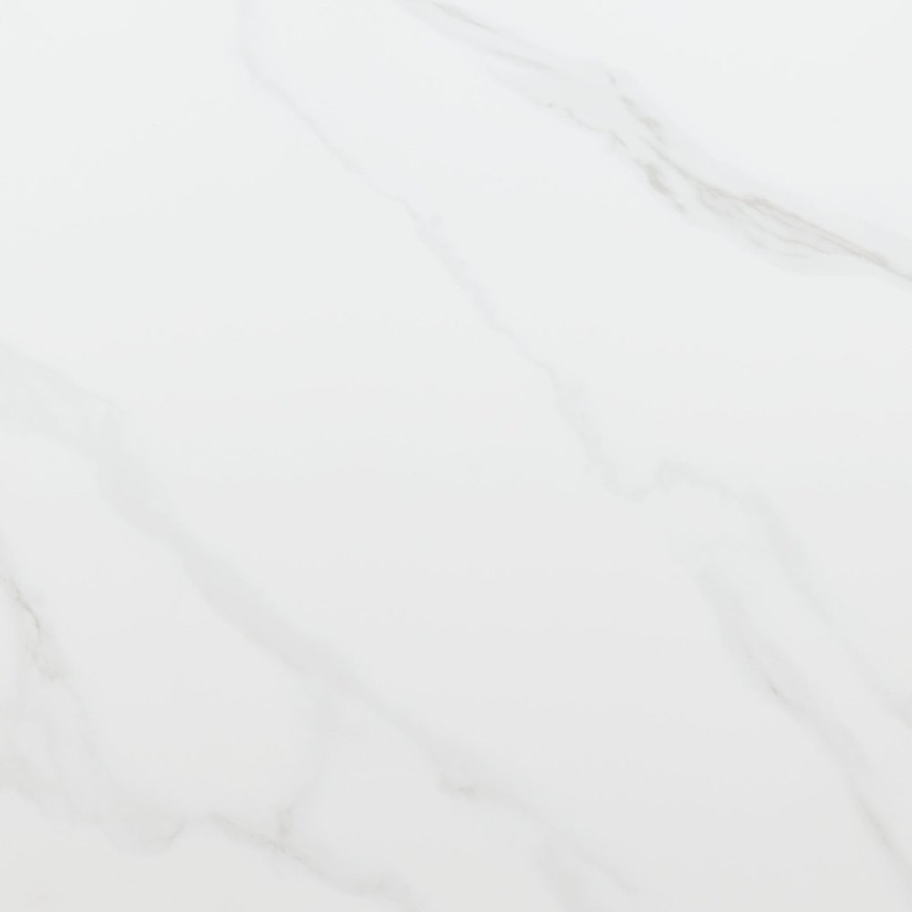 36" White and Black Sintered Stone Faux Leather And Steel Triangle Coffee Table