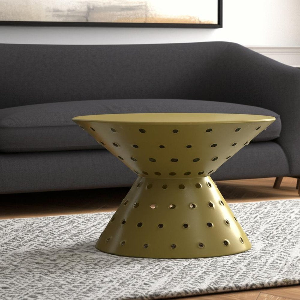 30" Gold Iron Round Pedestal Coffee Table