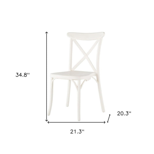 Set of Two White Heavy Duty Plastic Outdoor Stacking Dining Chairs