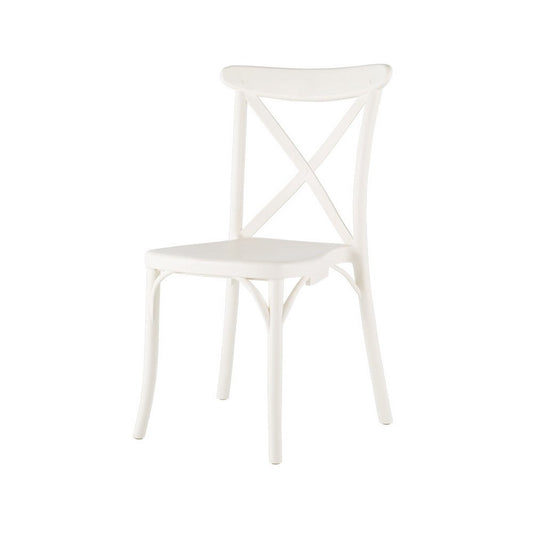 Set of Two White Heavy Duty Plastic Outdoor Stacking Dining Chairs
