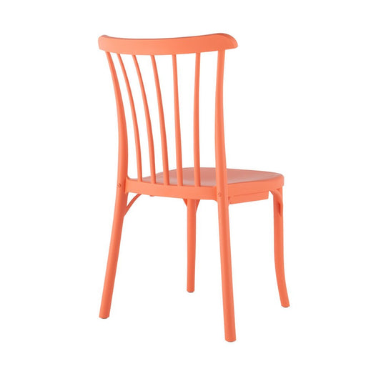 Set of Two Salmon Heavy Duty Plastic Outdoor Stacking Dining Chairs