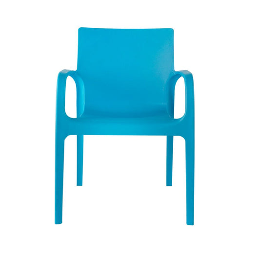 Set of Two Blue Heavy Duty Plastic Outdoor Stacking Dining Chairs