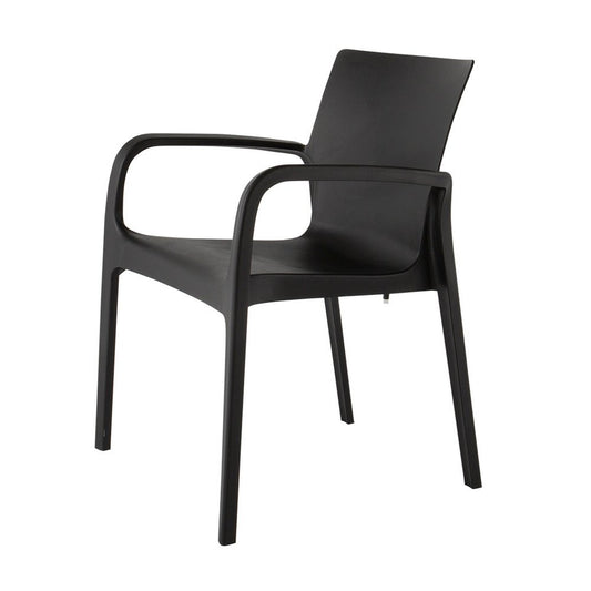 Set of Two Black Heavy Duty Plastic Outdoor Stacking Dining Chairs