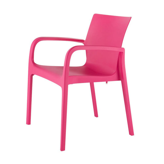 Set of Two Fuchsia Heavy Duty Plastic Outdoor Stacking Dining Chairs