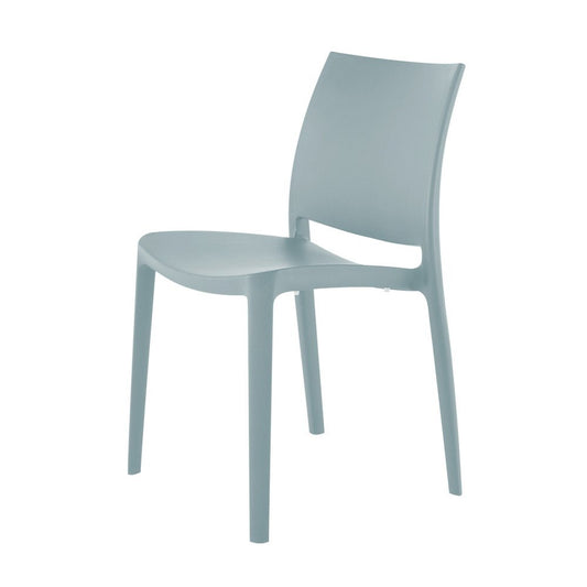 Set of Four Baby Blue Heavy Duty Plastic Outdoor Stacking Dining Chairs