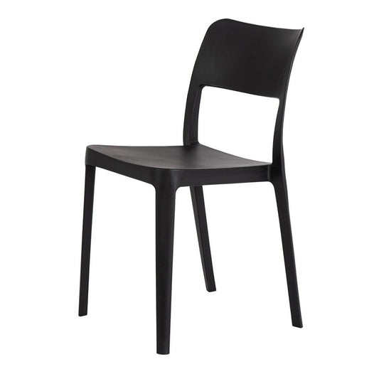 Set of Two Black Heavy Duty Plastic Outdoor Stacking Accent Chairs