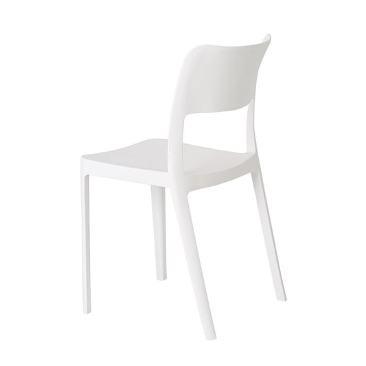 Set of Two White Heavy Duty Plastic Outdoor Stacking Accent Chairs
