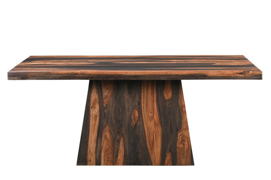 75" Brown Solid Wood Pedestal Base Dining Table