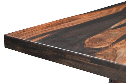 75" Brown Solid Wood Pedestal Base Dining Table