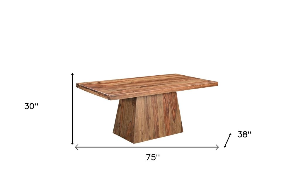 75" Brown Wood Pedestal Base Dining Table