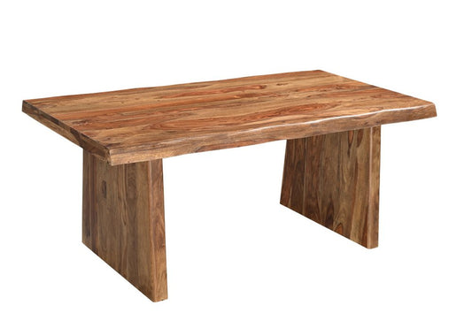 74" Brown Wood Double Pedestal Base Live Edge Dining Table