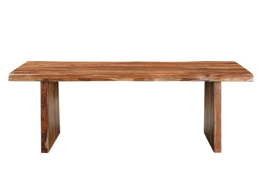 86" Brown Wood Double Pedestal Live Edge Dining Table