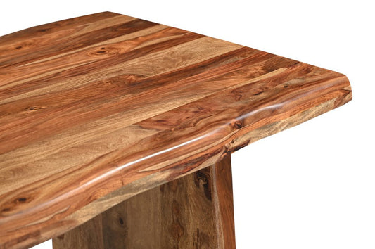 86" Brown Wood Double Pedestal Live Edge Dining Table