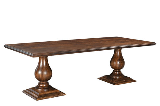 96" Dark Brown Wood Double Pedestal Base Dining Table