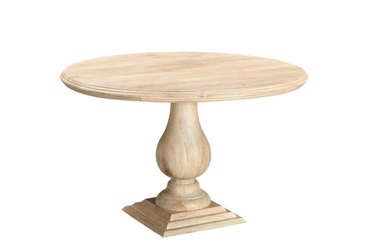 48" Natural Solid Wood Pedestal Base Round Top Dining Table