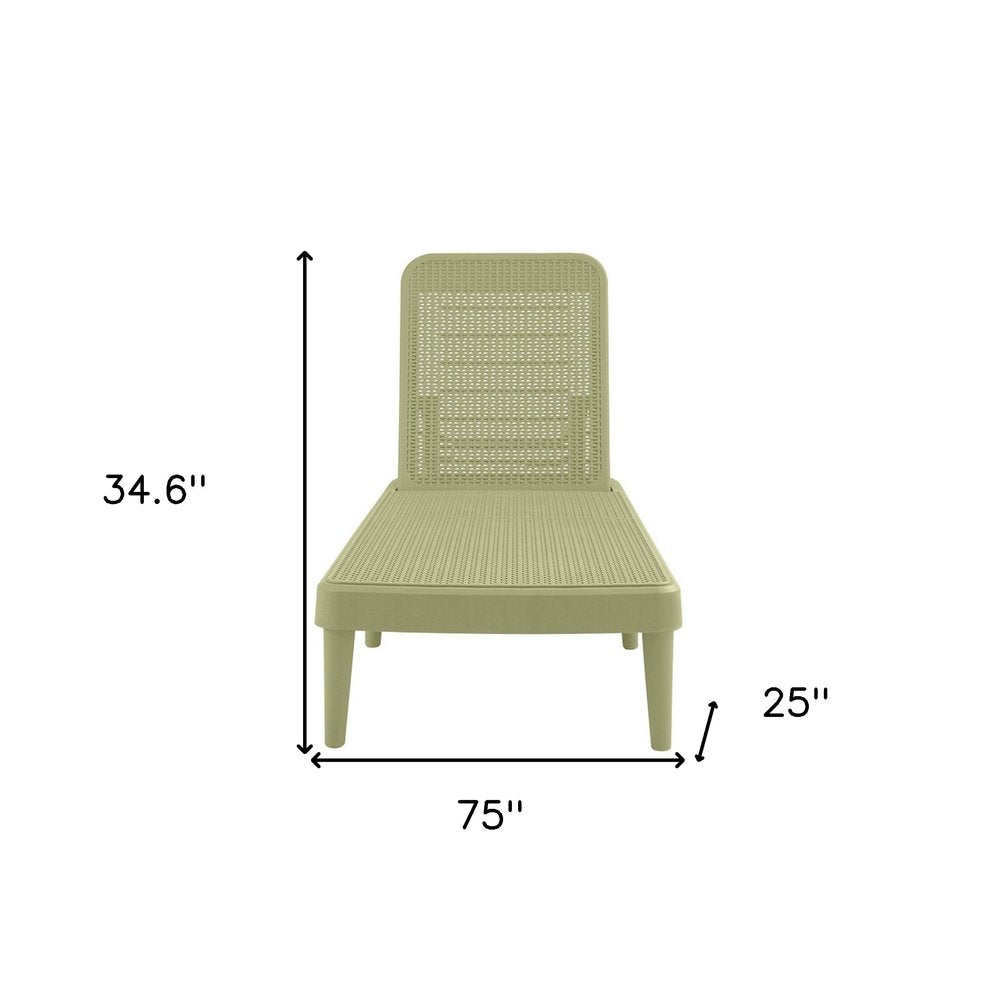 75" Sage Heavy Duty Plastic Outdoor Stacking Chaise Lounge