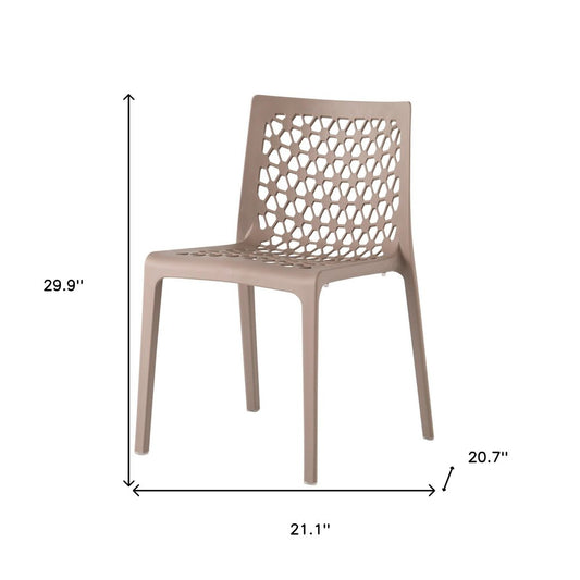 Set of Two Gray Heavy Duty Plastic Outdoor Stacking Dining Chairs