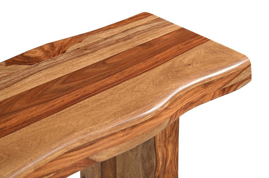 60" Brown Solid Wood Double Pedestal Live Edge Console Table