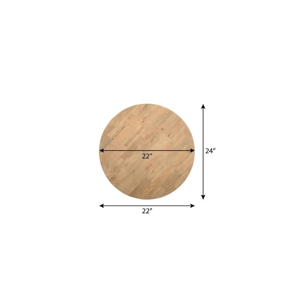 24" Natural Solid Wood Round Cross Leg End Table