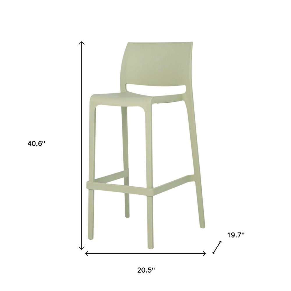 Set of Two 30" Green Heavy Duty Plastic Low Back Outdoor Bar Height Chairs