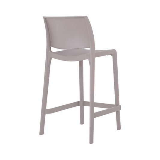 Set of Two 26" Taupe Heavy Duty Plastic Low Back Outdoor Counter Height Bar Chairs