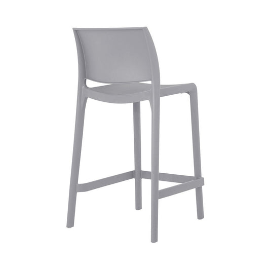 Set of Two 26" Gray Heavy Duty Plastic Low Back Outdoor Counter Height Bar Chairs