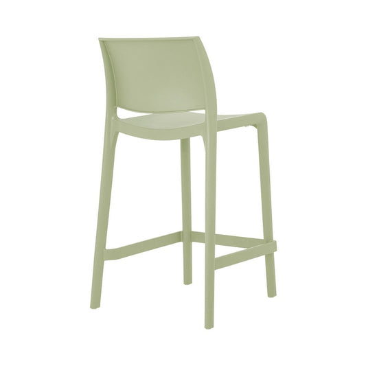 Set of Two 26" Green Heavy Duty Plastic Low Back Outdoor Counter Height Bar Chairs