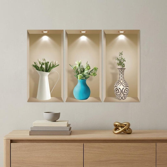 Set of Three Asa Faux Niche 3D Peel and Stick Wall Decals
