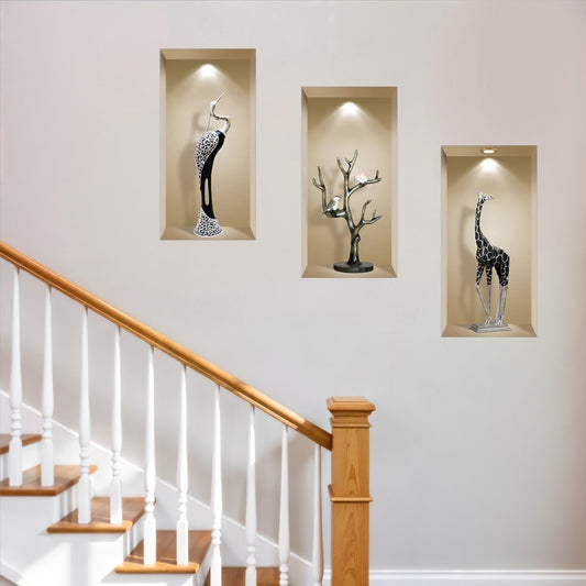 Set of Three Aga Faux Niche 3D Peel and Stick Wall Decals