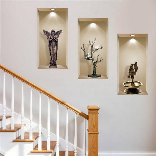 Set of Three Boa Faux Niche 3D Peel and Stick Wall Decals