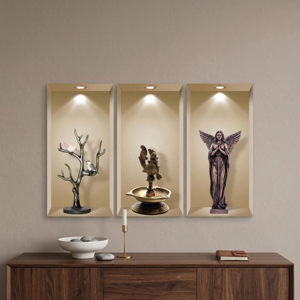 Set of Three Boa Faux Niche 3D Peel and Stick Wall Decals