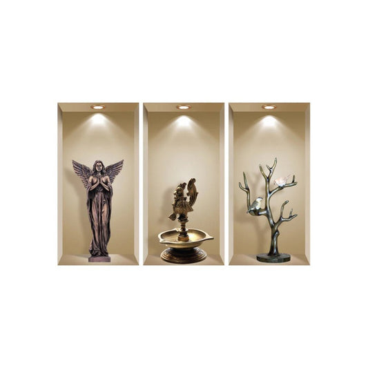 Set of Three Boa Faux Niche 3D Peel and Stick Wall Decals