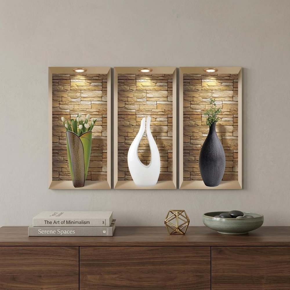 Set of Three Gus Faux Niche 3D Peel and Stick Wall Decals