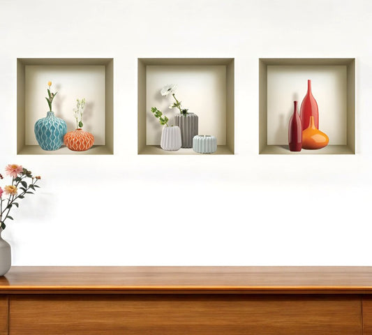 Set of Three Lin Faux Niche 3D Peel and Stick Wall Decals