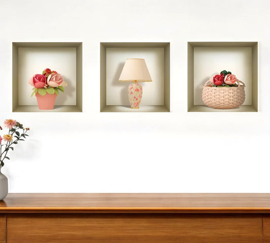 Set of Three Lil Faux Niche 3D Peel and Stick Wall Decals