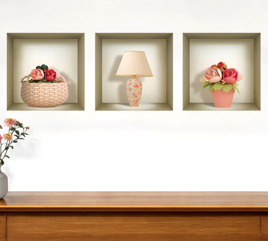 Set of Three Leo Faux Niche 3D Peel and Stick Wall Decals