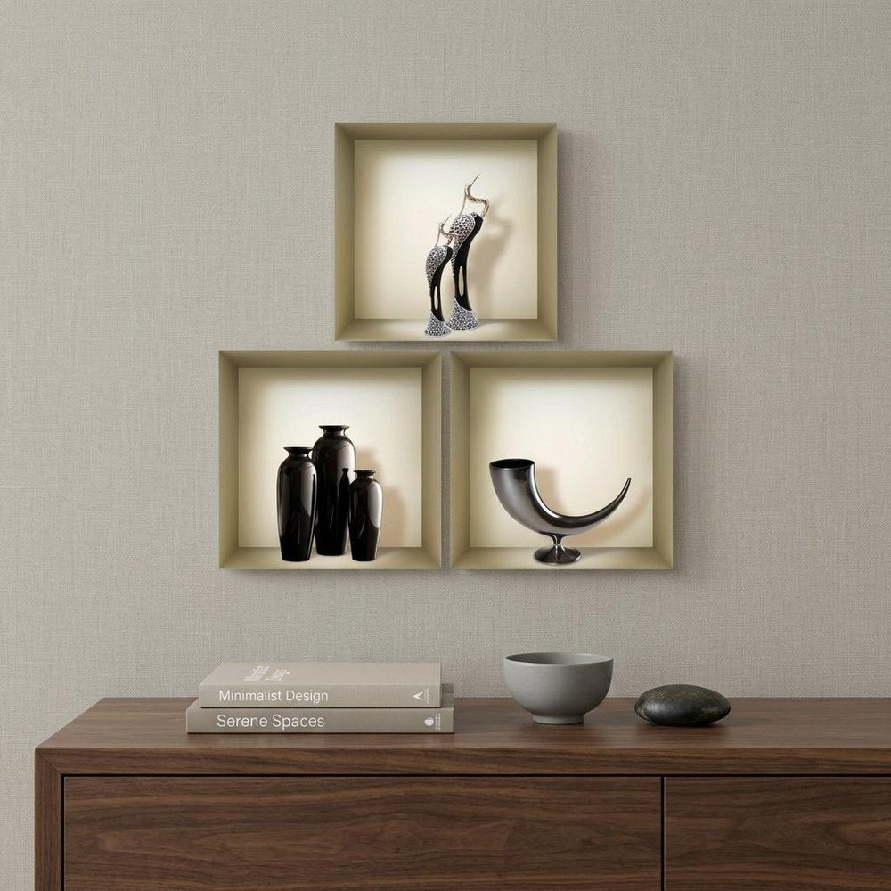 Set of Three Eli Faux Niche 3D Peel and Stick Wall Decals