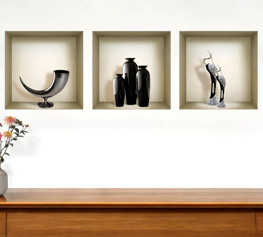 Set of Three Max Faux Niche 3D Peel and Stick Wall Decals