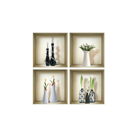 Set of Four Ari Faux Niche 3D Peel and Stick Wall Decals