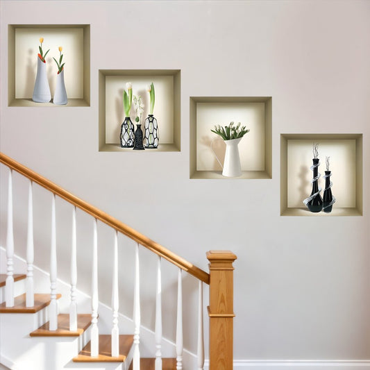 Set of Four jay Faux Niche 3D Peel and Stick Wall Decals