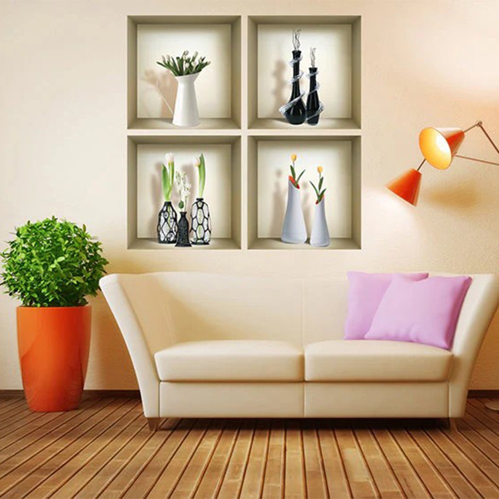 Set of Four jay Faux Niche 3D Peel and Stick Wall Decals