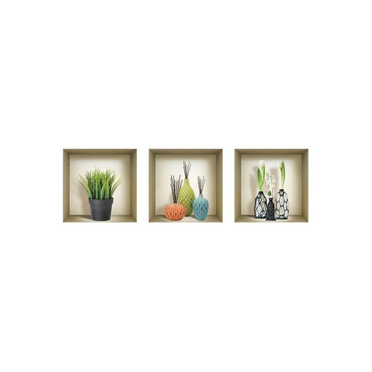 Set of Three Nia Faux Niche 3D Peel and Stick Wall Decals