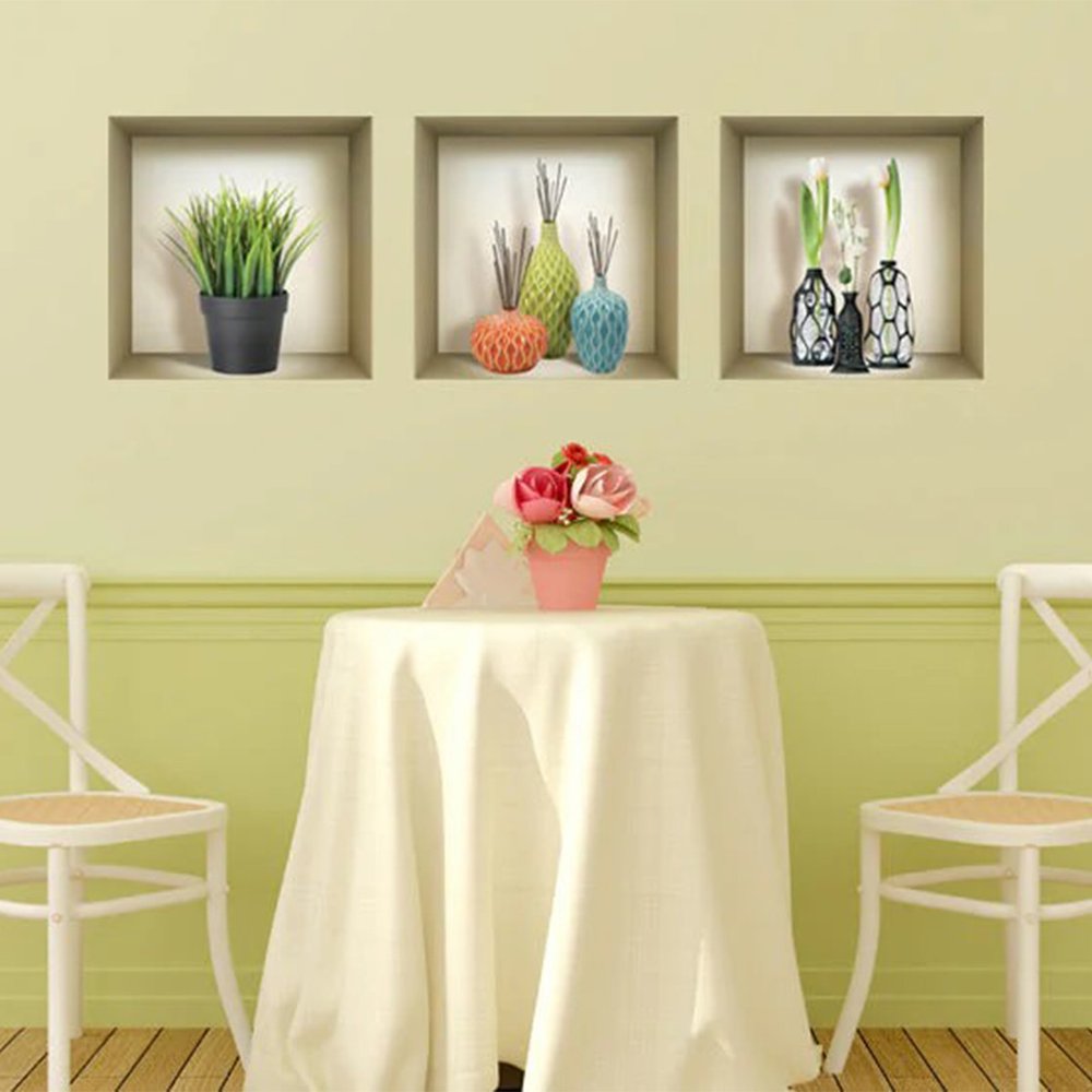 Set of Three Nia Faux Niche 3D Peel and Stick Wall Decals