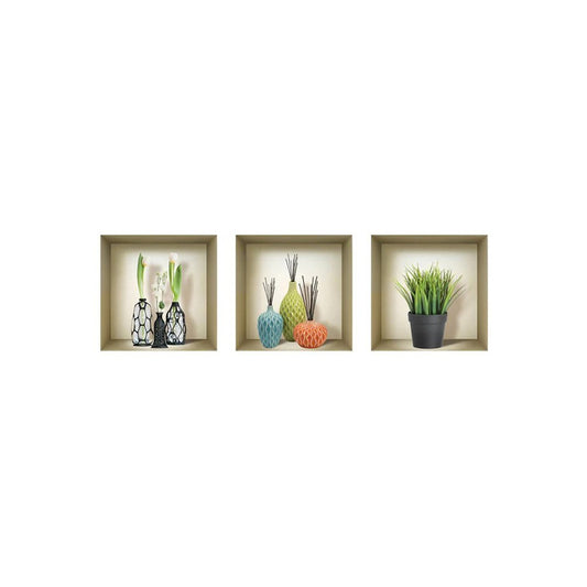 Set of Three Joy Faux Niche 3D Peel and Stick Wall Decals