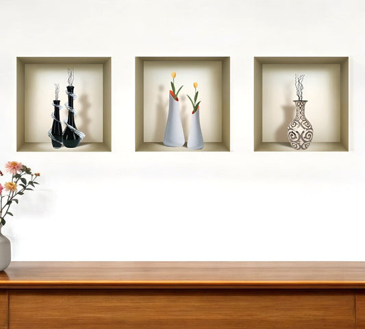 Set of Three Noa Faux Niche 3D Peel and Stick Wall Decals