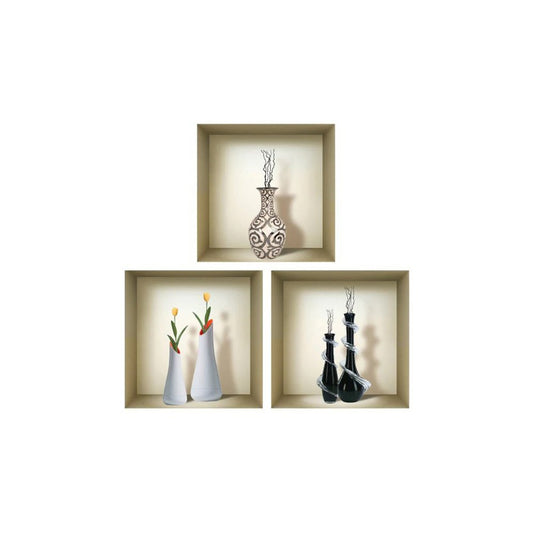 Set of Three Ray Faux Niche 3D Peel and Stick Wall Decals