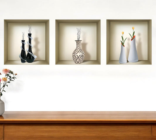 Set of Three Ray Faux Niche 3D Peel and Stick Wall Decals