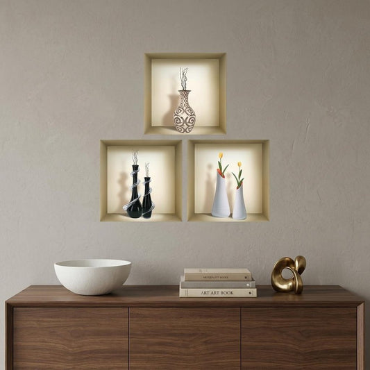 Set of Three Ira Faux Niche 3D Peel and Stick Wall Decals